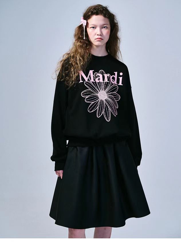 MARDI MERCREDI 印花大學TEE 黑色 經典小雛菊 純棉