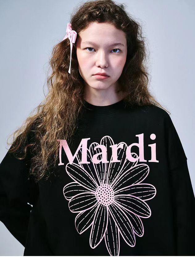 MARDI MERCREDI 印花大學TEE 黑色 經典小雛菊 純棉