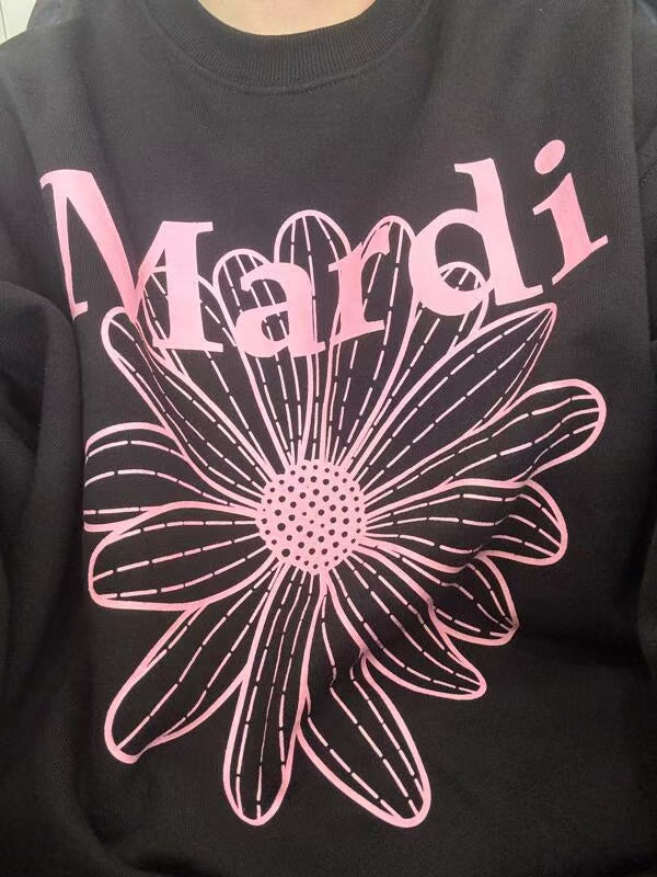 MARDI MERCREDI 印花大學TEE 黑色 經典小雛菊 純棉