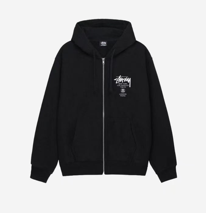 stussy zip hoodie 世界巡遊 連帽外套