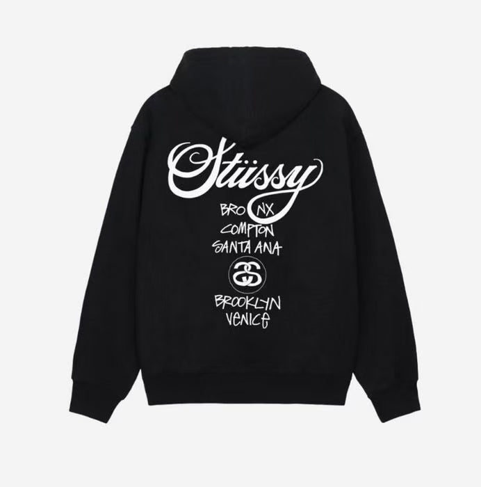 stussy zip hoodie 世界巡遊 連帽外套