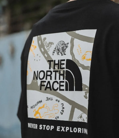 【NEW本周新品】【情侶推薦款❤️】The North Face北面男款黑色純棉浣熊地圖 印花 短T