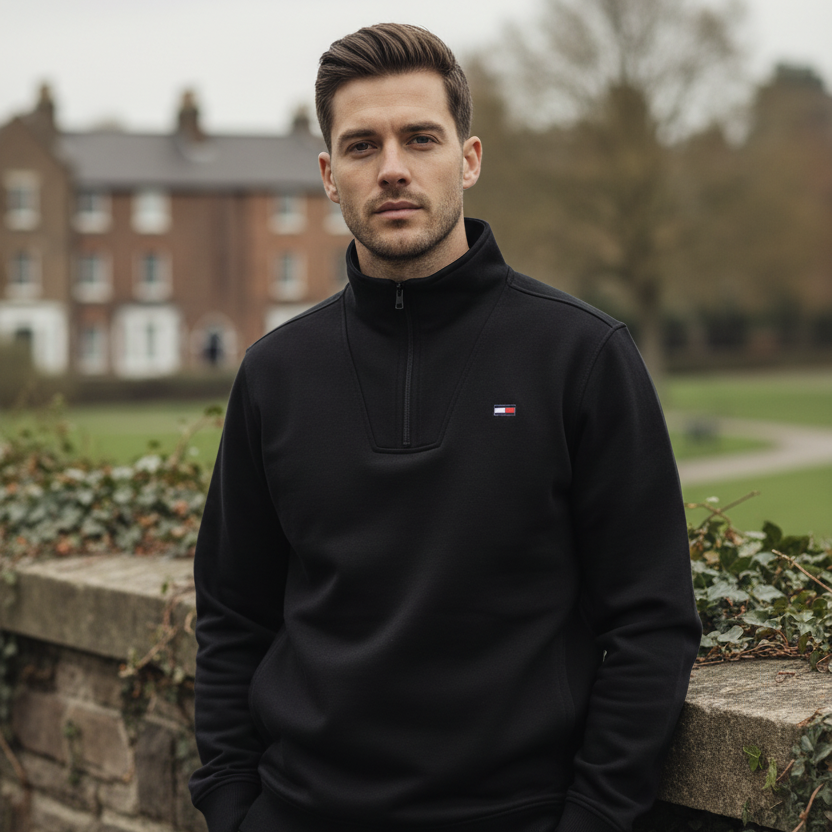 Tommy 刺繡 logo 半拉鍊衛衣 兩色