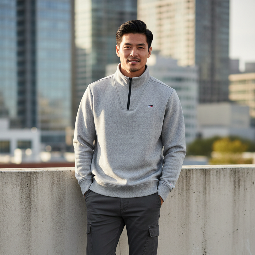 Tommy 刺繡 logo 半拉鍊衛衣 兩色