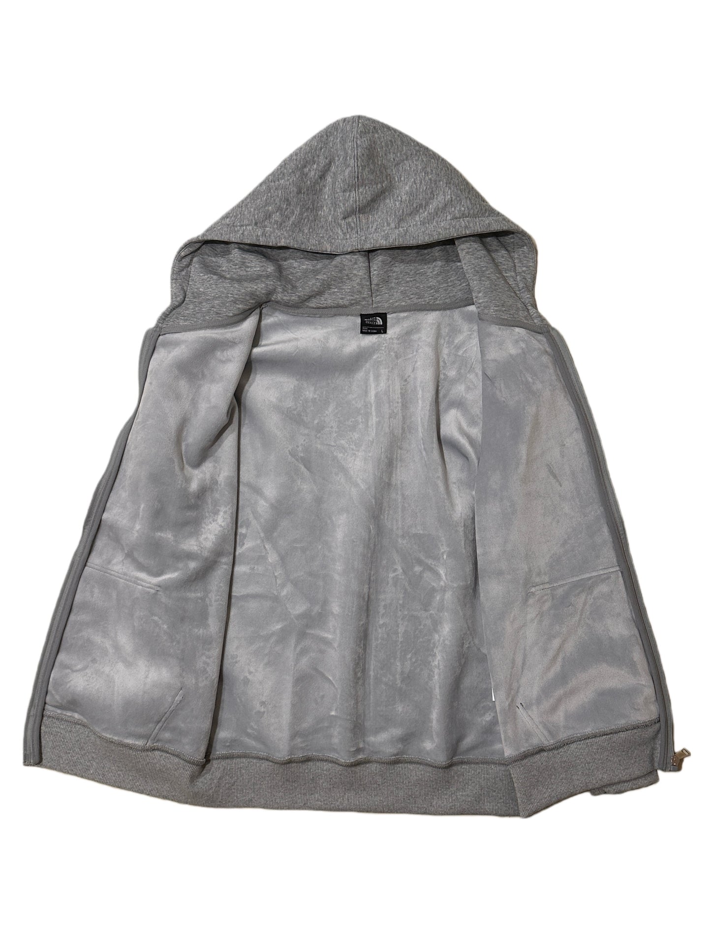 THE NORTH FACE 男女款  LOGO連帽外套 刷毛 棉質 灰色