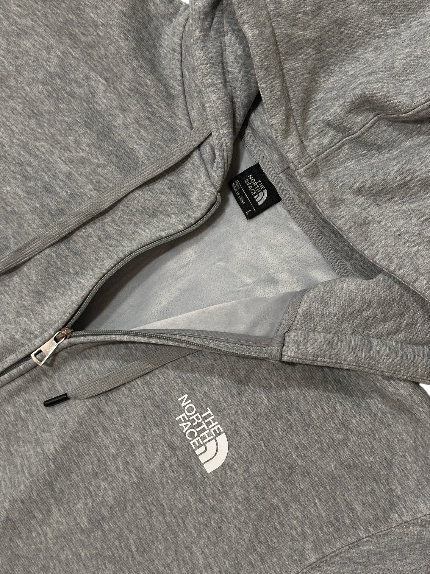 THE NORTH FACE 男女款  LOGO連帽外套 刷毛 棉質 灰色