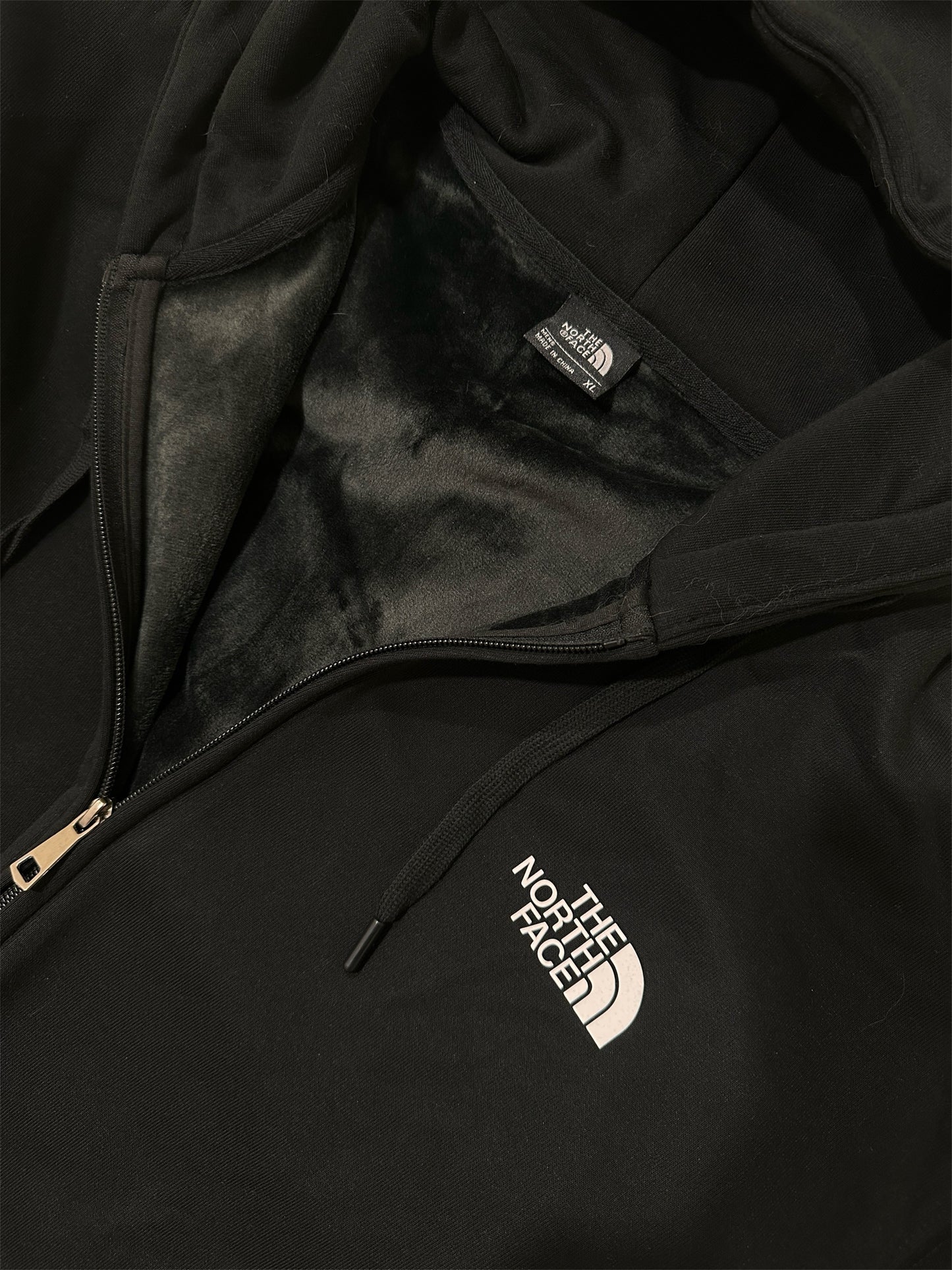 THE NORTH FACE 男女款  LOGO連帽外套 刷毛 棉質 黑色