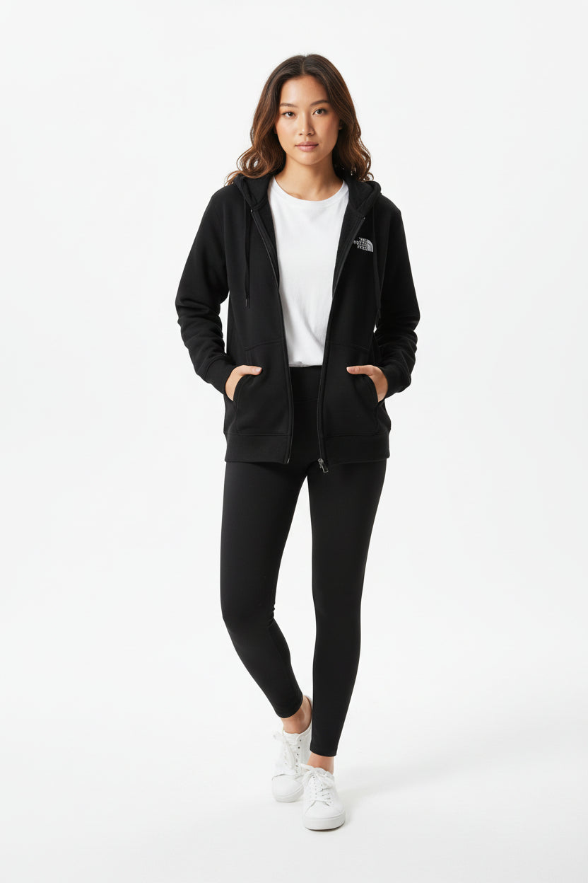 THE NORTH FACE 男女款  LOGO連帽外套 刷毛 棉質 黑色