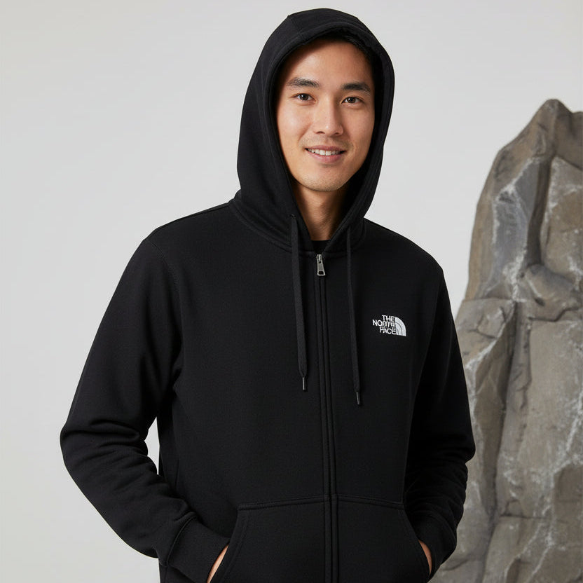 THE NORTH FACE 男女款  LOGO連帽外套 刷毛 棉質 黑色